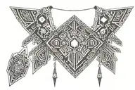 Aztec armor necklace tattoo design idea