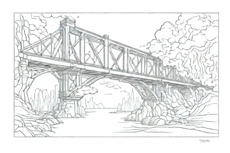 burning bridge tattoo design idea