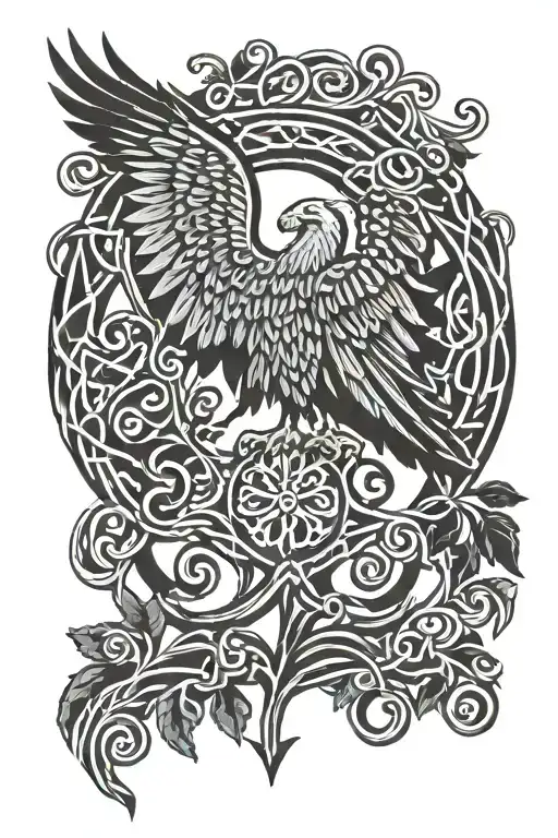 polish eagle Celtic tree of life tattoo design idea