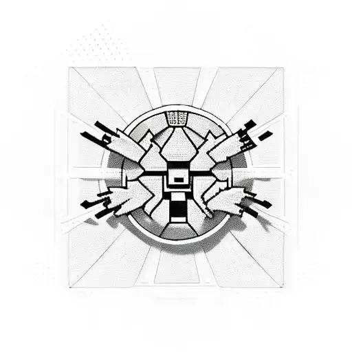 space invaders game character with motherboard inside tattoo design idea