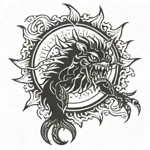 sun angry igol horro tatto full tattoo design idea