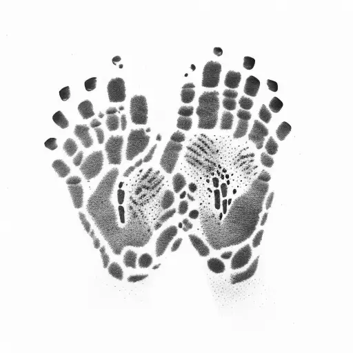 Children's handprints forming a heart shape on a hiking trail tattoo design idea