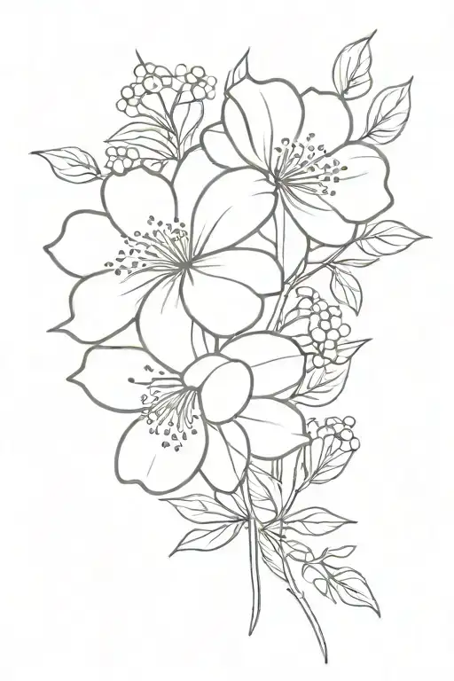 August flower, November flower, December flower, September flower, April flower, January flower, March flower. Bouquet.  tattoo design idea