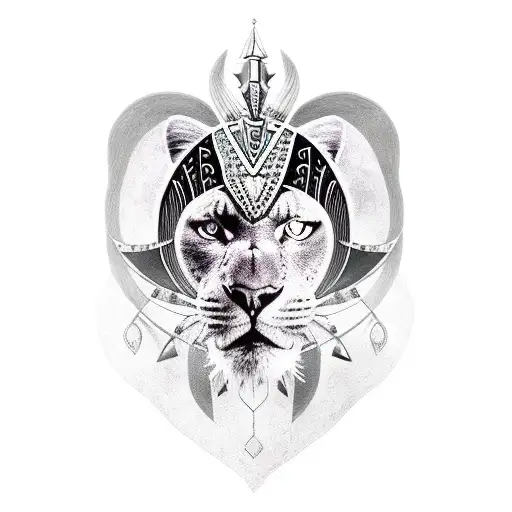 african warrior with panther head dress tattoo design idea