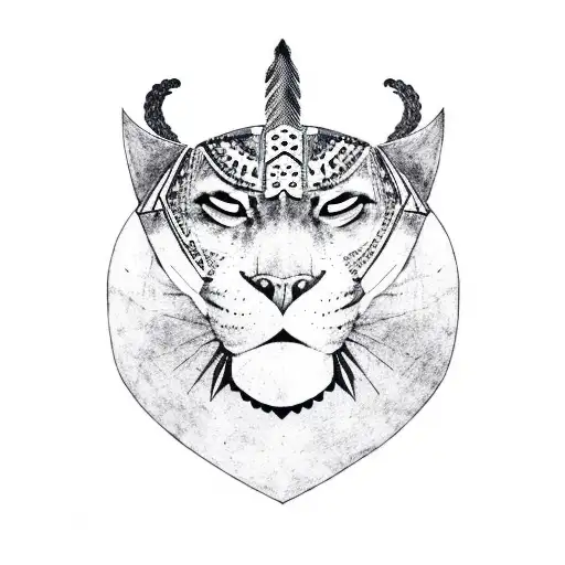 african warrior with panther head dress tattoo design idea