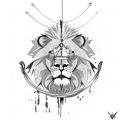 battle worn lion with a noose around his neck tattoo design idea