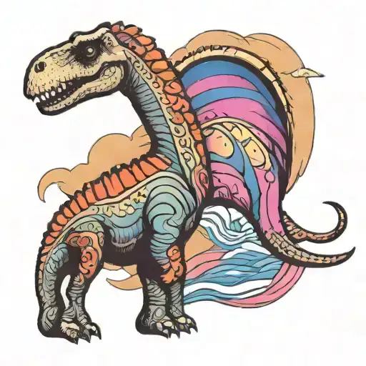 brachiosaurus in bisexual flag colors  tattoo design idea