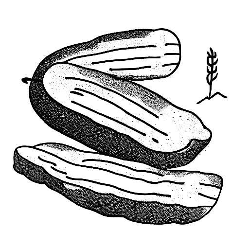 spaghetti polacco with a cucumber and piece of bread sticking out of it tattoo design idea