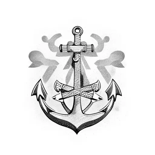 Anchor with Pig tattoo design idea