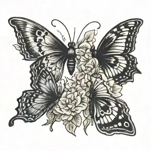 3 butterflies symbolizing healing from self harm tattoo design idea