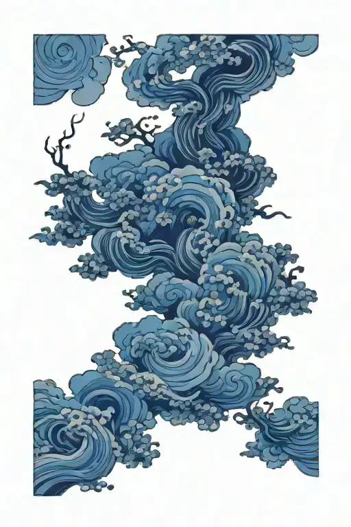 vines clouds water storm  tattoo design idea