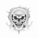 skull and anime tattoo design idea