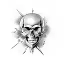 skull and anime tattoo design idea