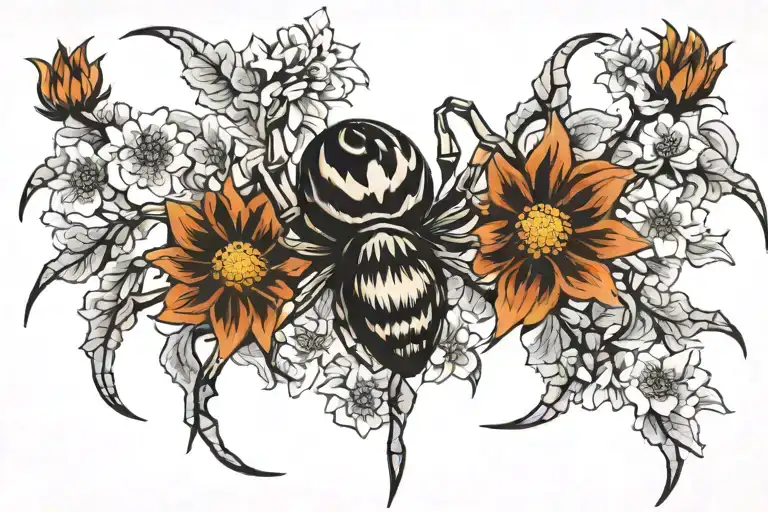 helianthus annuus spider lilys back tattoo tattoo design idea