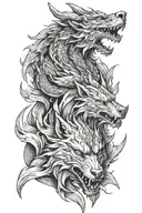 dragon and wolf tattoo design idea