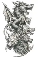 dragon and wolf tattoo design idea
