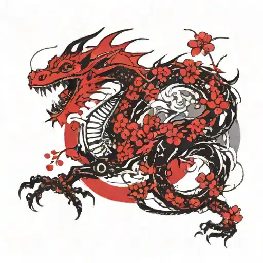 Cherry Blossom; Dragons tattoo design idea