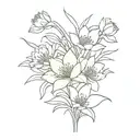 bouquet of snowdrop, water lily, poppy and chrysanthemum  tattoo design idea