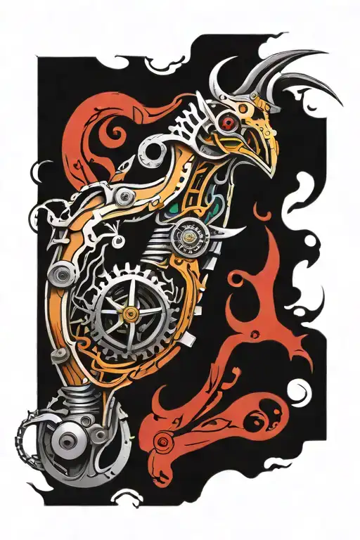 biomechanical woodworking tools tattoo design idea