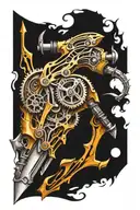 biomechanical woodworking tools tattoo design idea