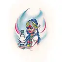 Indian Girl Holding A Broken Chalice tattoo design idea