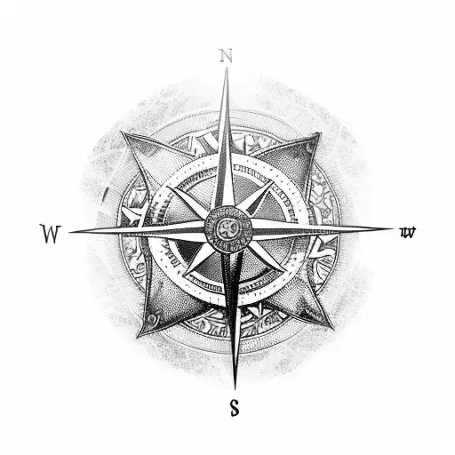 vikings compass with ravens tattoo design idea