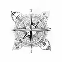 vikings compass with ravens tattoo design idea