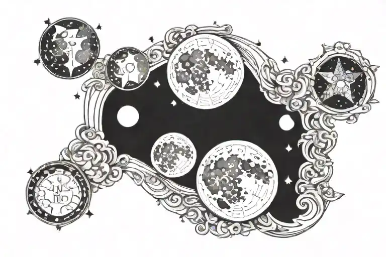 witchy triple moon phases tattoo design idea