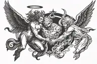 angel vs demon tattoo design idea