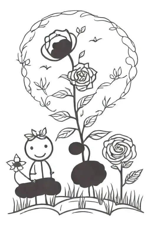 willow, rose and heather plants tattoo design idea