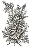 willow, rose and heather plants tattoo design idea