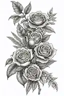 willow, rose and heather plants tattoo design idea