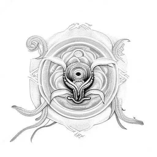 serpiente con flores de lycoris en posicion vertical tattoo design idea