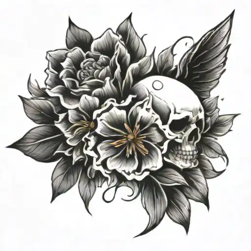 GodSpeed with flowers tattoo design idea