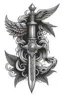 dagger with wings  tattoo design idea