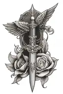 dagger with wings  tattoo design idea