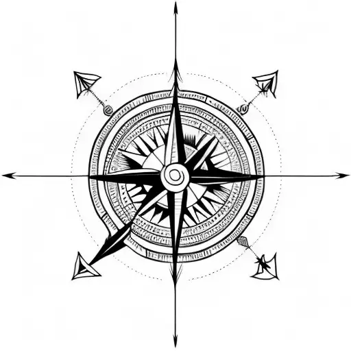 arrow with compass tattoo design idea