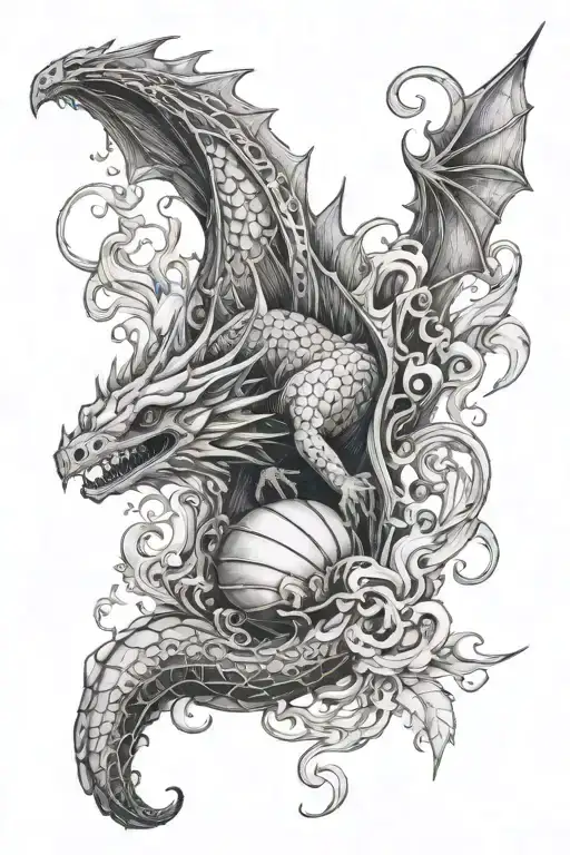 draco with shell cases and smoke around it tattoo design idea