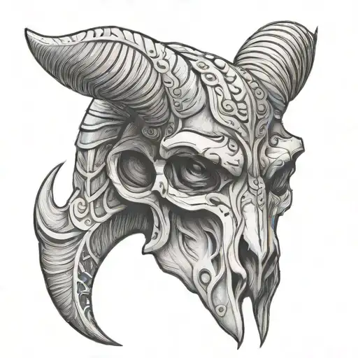 ram skull Viking tattoo design idea