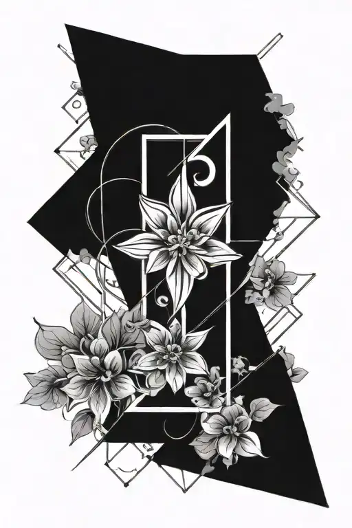 n7 symbol surrounded by flowers  tattoo design idea