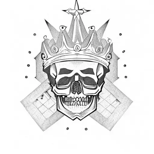 A skull wearing a crown made of dollar bills tattoo design idea