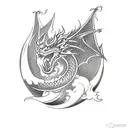 dragon with flames that spell the word inferno tattoo design idea