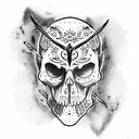 sword in the skull tattoo design idea