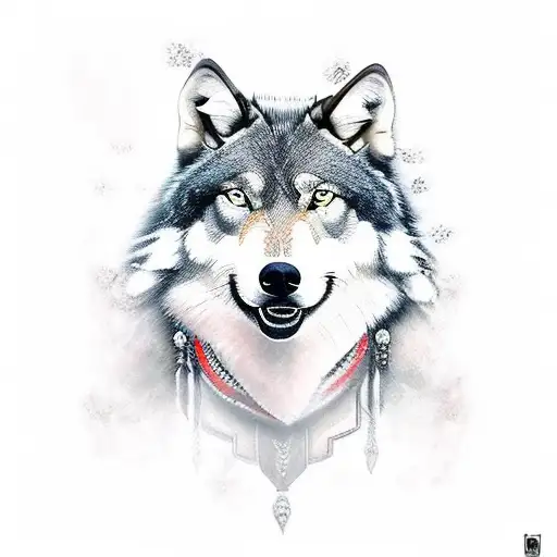 turkıc warrior rides huge grey wolf tattoo design idea