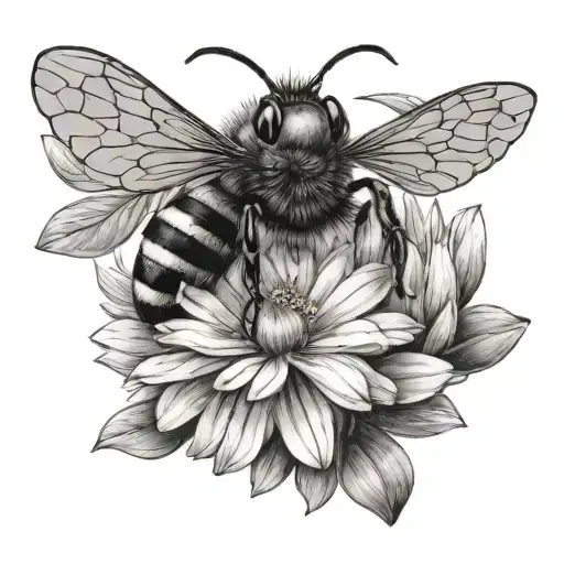 bee with daisy wings  tattoo design idea