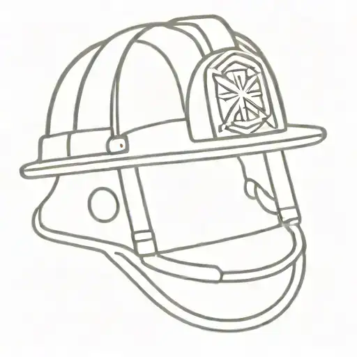 A minimalist tattoo of a firefighter's helmet with a small cross design on the front tattoo design idea