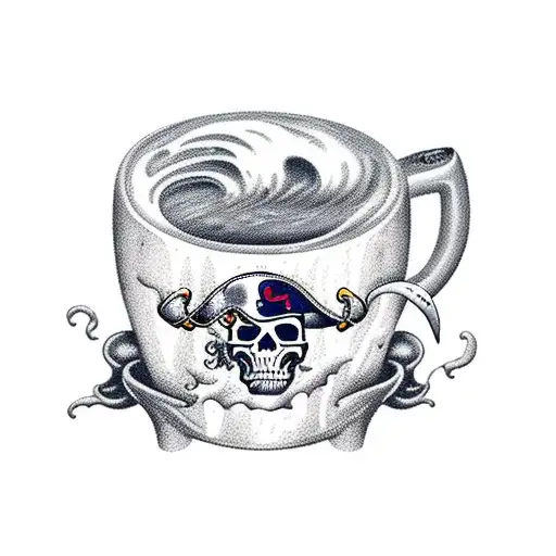A beer mug overflowing with frothy waves and a pirate ship sailing on top tattoo design idea