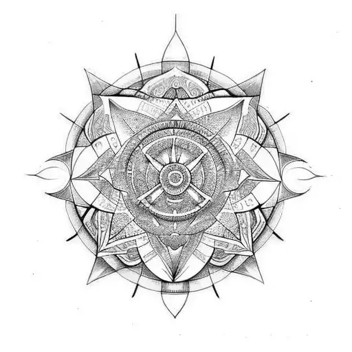 design a tattoo that incorporates esoteric symbols, sacred geometry, an tattoo design idea