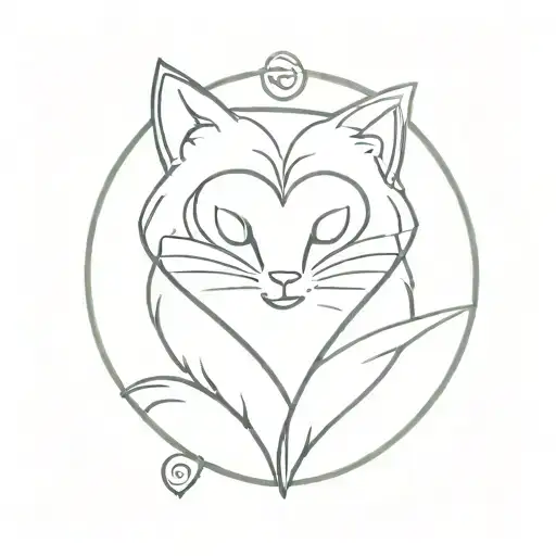 cat in a heart locket tattoo design idea