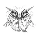 3 winged wyvern with angel wings tattoo design idea